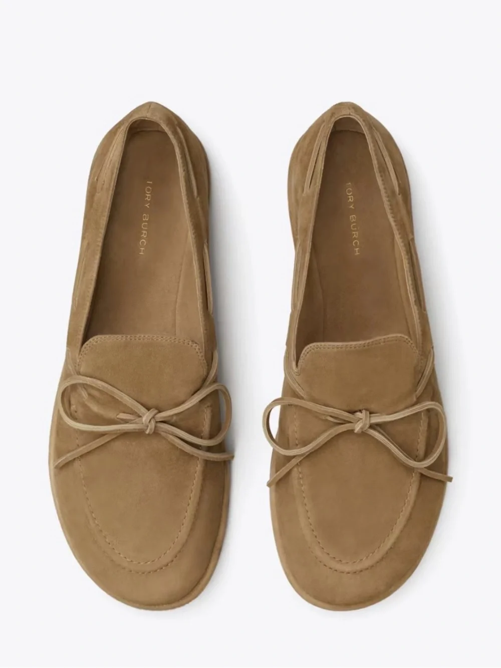 Tory Burch | The Boaty | Suede Bow Loafers in River Rock